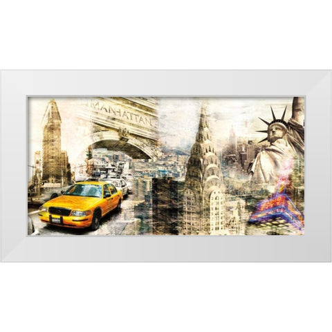 Downtown New York White Modern Wood Framed Art Print by Sola, Bresso