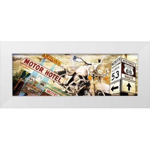 Route 66 White Modern Wood Framed Art Print by Sola, Bresso