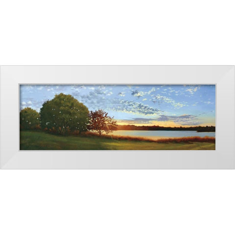 Lakeside Sunrise White Modern Wood Framed Art Print by Peterson, Julie