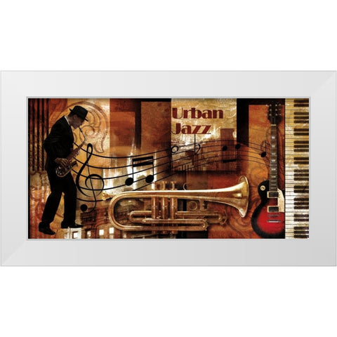 Urban Jazz White Modern Wood Framed Art Print by Robert , Paul