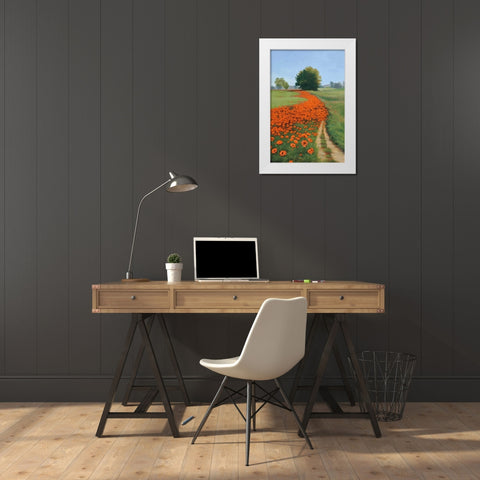 Poppy Field White Modern Wood Framed Art Print by Peterson, Julie