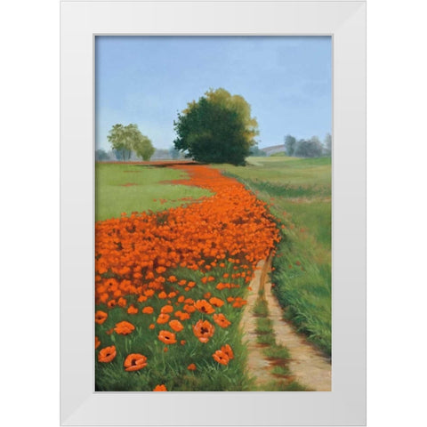 Poppy Field White Modern Wood Framed Art Print by Peterson, Julie