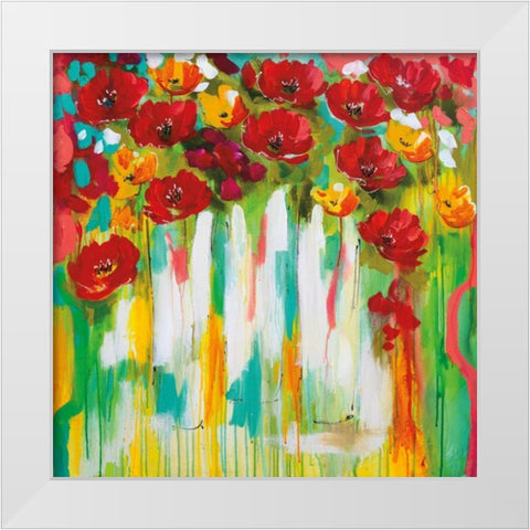 Poppies Glowing White Modern Wood Framed Art Print by Brooks, Amanda J.