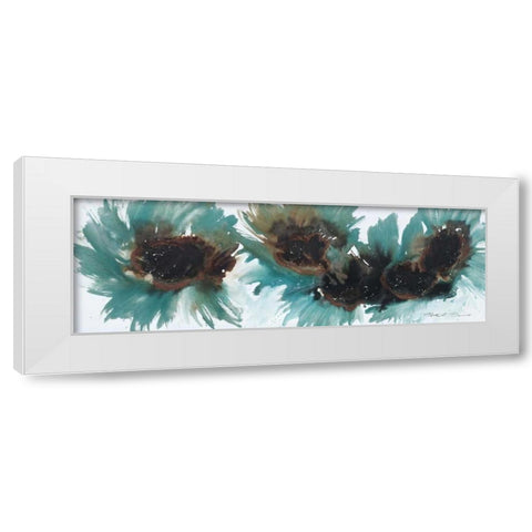 Peacock Dance White Modern Wood Framed Art Print by Barnes, Natasha
