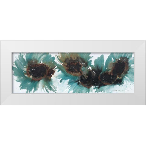 Peacock Dance White Modern Wood Framed Art Print by Barnes, Natasha