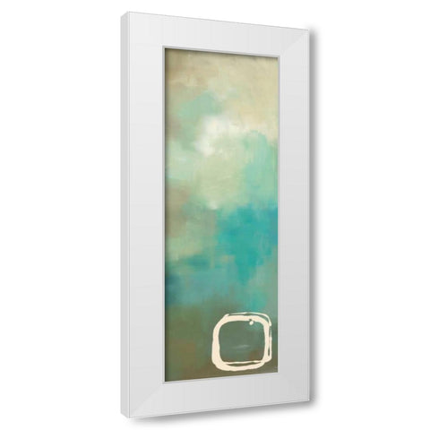 Retro in Aqua and Khaki I White Modern Wood Framed Art Print by Maitland, Laurie