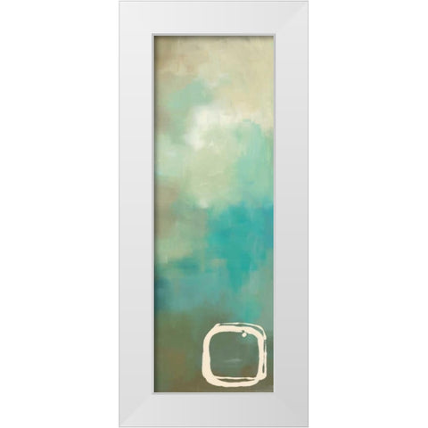 Retro in Aqua and Khaki I White Modern Wood Framed Art Print by Maitland, Laurie