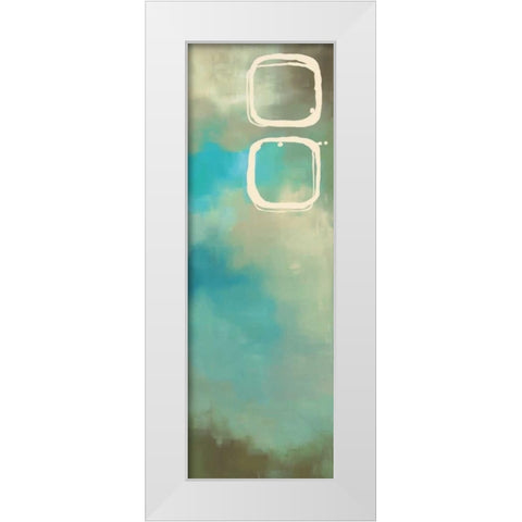 Retro in Aqua and Khaki III White Modern Wood Framed Art Print by Maitland, Laurie