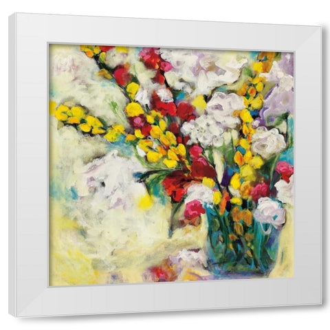 Echoes in Yellow and White  White Modern Wood Framed Art Print by Eider, Georgia