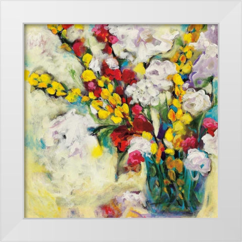 Echoes in Yellow and White  White Modern Wood Framed Art Print by Eider, Georgia