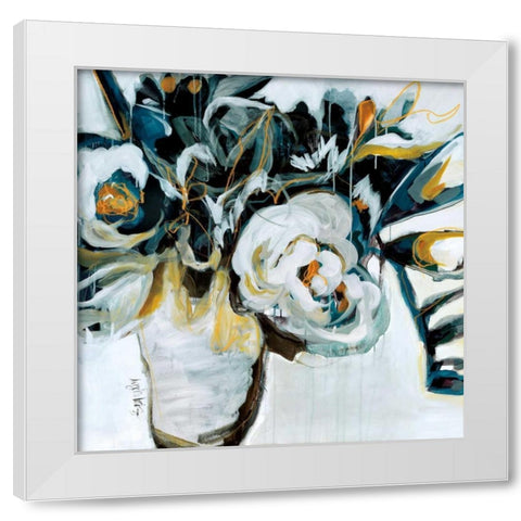 Nightingale Blooms  White Modern Wood Framed Art Print by Maritz, Angela