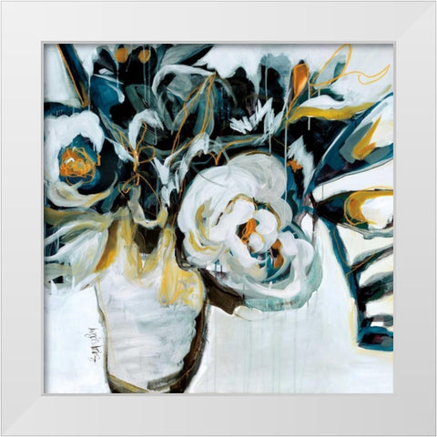 Nightingale Blooms  White Modern Wood Framed Art Print by Maritz, Angela