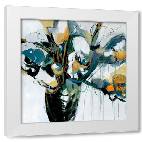 Blooms in Shamrock Grey White Modern Wood Framed Art Print by Maritz, Angela