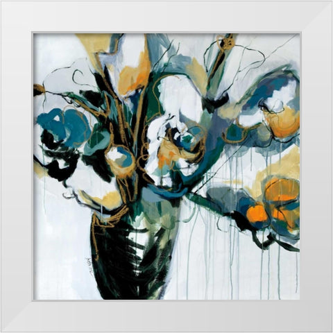 Blooms in Shamrock Grey White Modern Wood Framed Art Print by Maritz, Angela