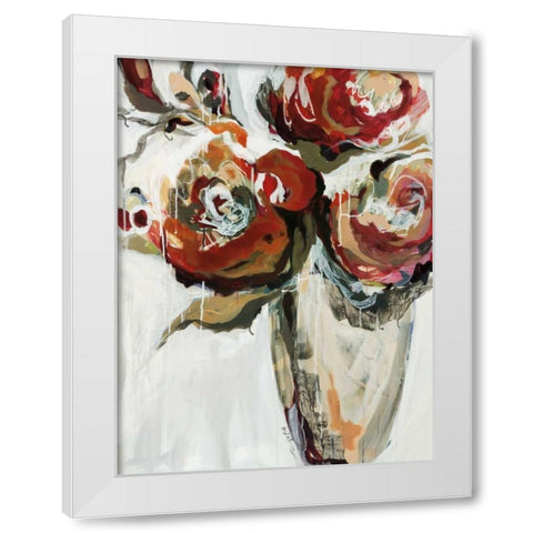 Persimmon Blooms White Modern Wood Framed Art Print by Maritz, Angela