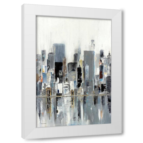 City Bridge White Modern Wood Framed Art Print by Kadmiri, Aziz