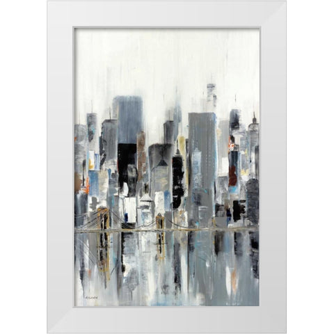 City Bridge White Modern Wood Framed Art Print by Kadmiri, Aziz