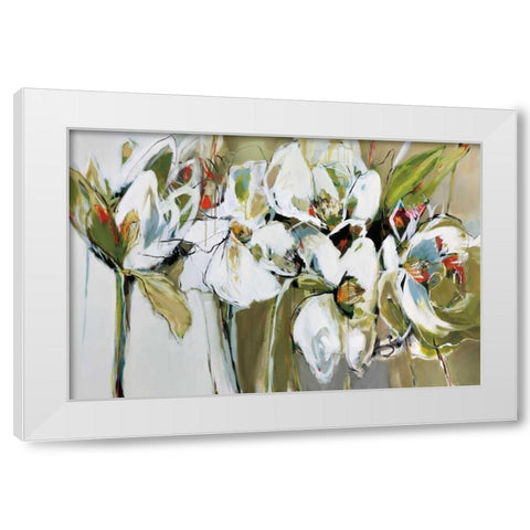 Spring Blooms White Modern Wood Framed Art Print by Maritz, Angela