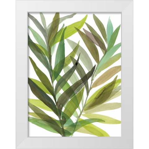 Tropical Greens I White Modern Wood Framed Art Print by Meyers, Rebecca