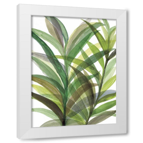 Tropical Greens II White Modern Wood Framed Art Print by Meyers, Rebecca