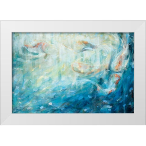 Playing Koi White Modern Wood Framed Art Print by Parker, Karen Lorena