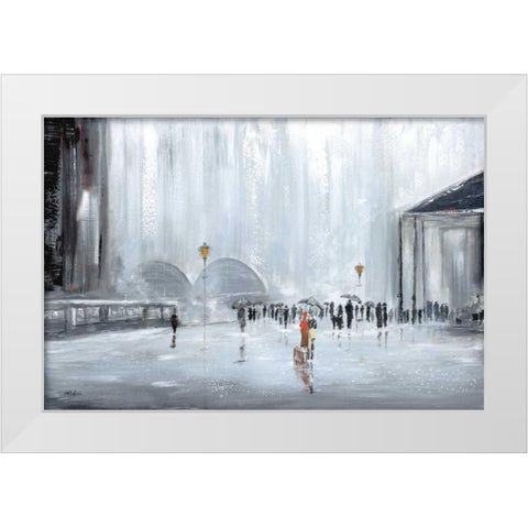 La Gare White Modern Wood Framed Art Print by Kadmiri, Aziz