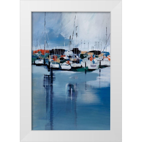Docked White Modern Wood Framed Art Print by Fitsimmons, A.