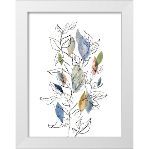 Spring Leaves II White Modern Wood Framed Art Print by Meyers, Rebecca