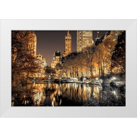 Central Park Glow White Modern Wood Framed Art Print by Frank, Assaf