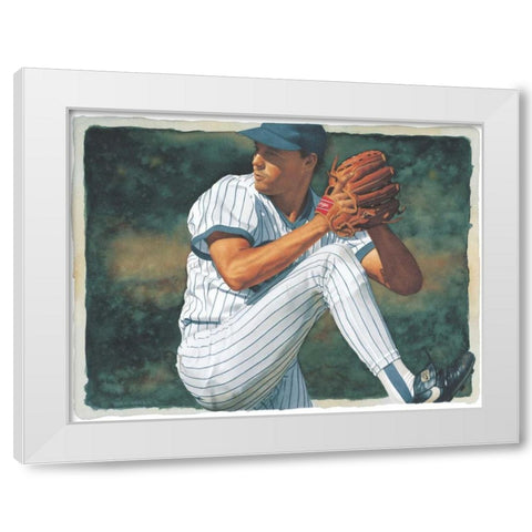 The Art of Baseball - The Pitcher White Modern Wood Framed Art Print by Green, Glen
