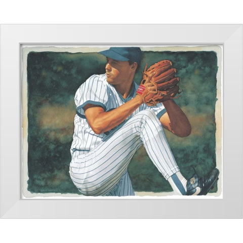 The Art of Baseball - The Pitcher White Modern Wood Framed Art Print by Green, Glen