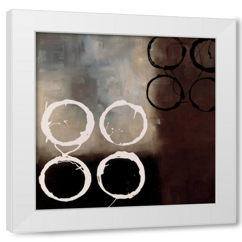 Beige Circles I White Modern Wood Framed Art Print by Maitland, Laurie