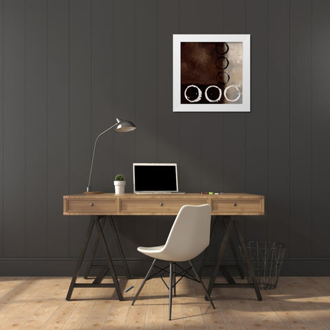 Beige Circles II White Modern Wood Framed Art Print by Maitland, Laurie