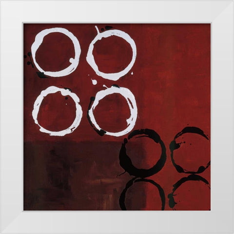 Red Circles I White Modern Wood Framed Art Print by Maitland, Laurie