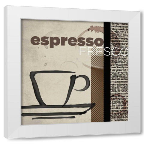 Espresso Fresco White Modern Wood Framed Art Print by Venter, Tandi
