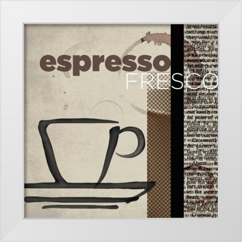 Espresso Fresco White Modern Wood Framed Art Print by Venter, Tandi