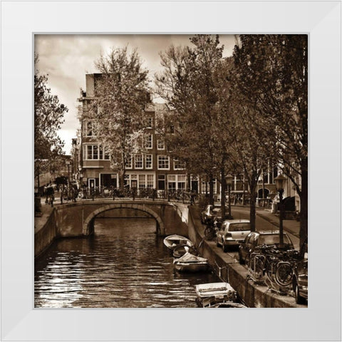 Autumn in Amsterdam IV White Modern Wood Framed Art Print by Maihara, Jeff