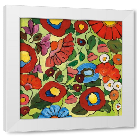Summer Garden White Modern Wood Framed Art Print by Drew, Vanessa
