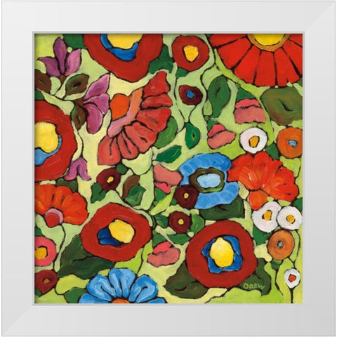 Summer Garden White Modern Wood Framed Art Print by Drew, Vanessa