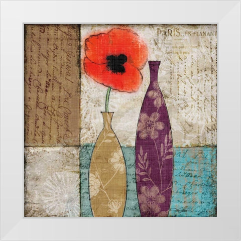 Le Pavot Rouge White Modern Wood Framed Art Print by Mallett, Keith