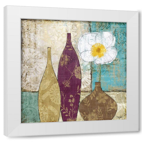 Le Pavot Blanc White Modern Wood Framed Art Print by Mallett, Keith