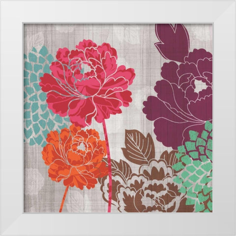 Peony Patterns I White Modern Wood Framed Art Print by Venter, Tandi