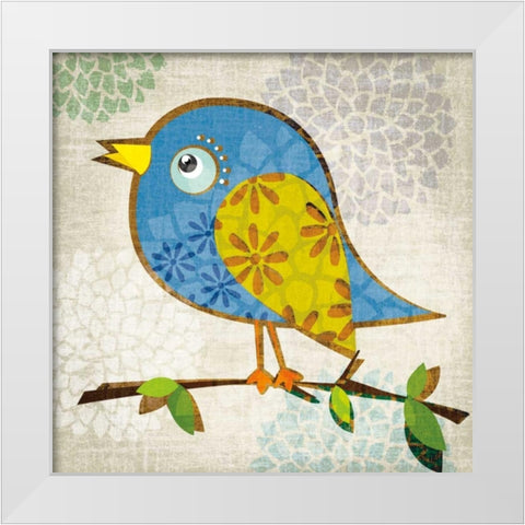 Chirpy  White Modern Wood Framed Art Print by Venter, Tandi