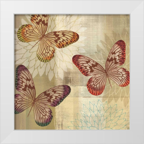 Tropical Butterflies I White Modern Wood Framed Art Print by Venter, Tandi