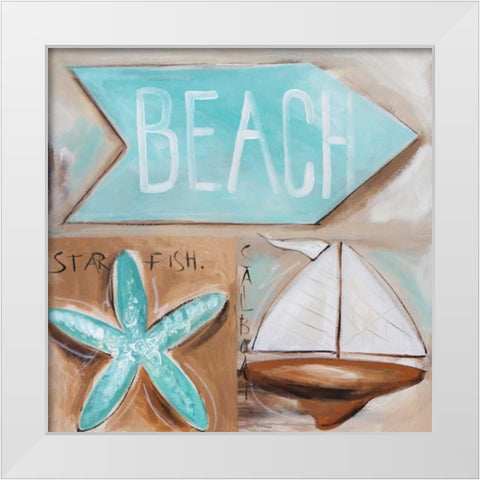 Wheres the Beach White Modern Wood Framed Art Print by Brooks, Amanda J.