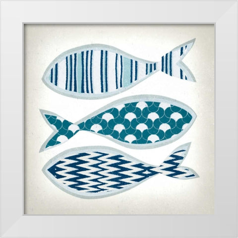 Fish Patterns I White Modern Wood Framed Art Print by Venter, Tandi