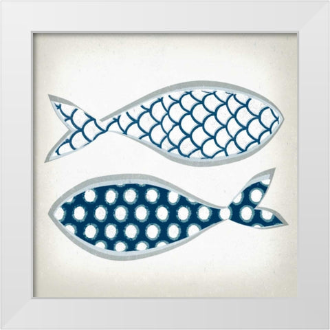 Fish Patterns II White Modern Wood Framed Art Print by Venter, Tandi