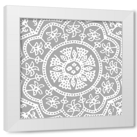 Woodblock Pattern I White Modern Wood Framed Art Print by Berg, Sabine