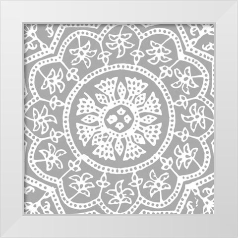Woodblock Pattern I White Modern Wood Framed Art Print by Berg, Sabine