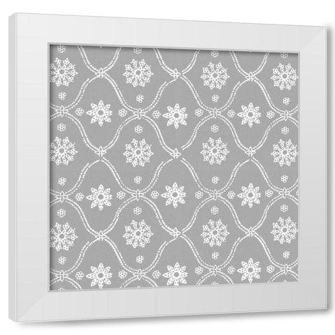 Woodblock Pattern II White Modern Wood Framed Art Print by Berg, Sabine